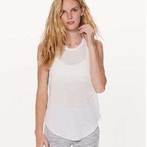 Lululemon White/Grey Striped Plank to Pike Tank